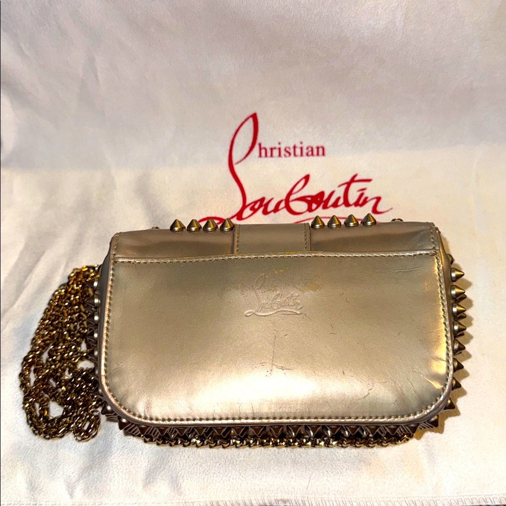 Christian Louboutin Gold Studded Bag - Picture 9 of 16